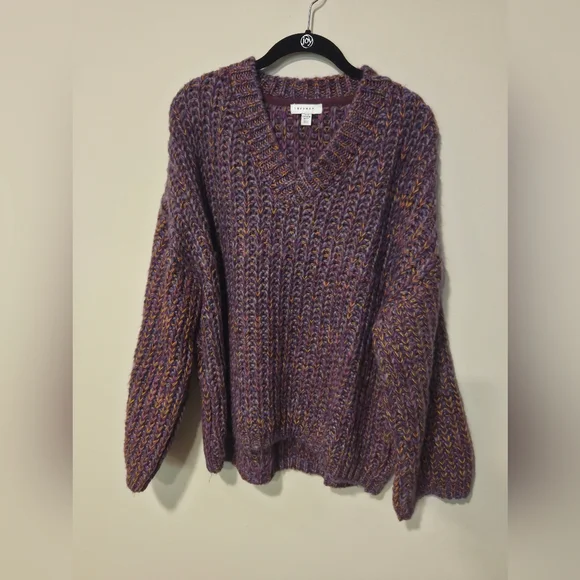 Topshop Purple Multicolor V-Neck Knit Sweater Size 4-6 - Picture 2 of 7